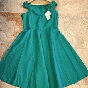 NWT ACEVOG Midi dress women’s XXL Kelly green Baby doll Sweetheart neckline